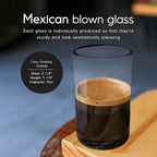Clear 14 oz Drinking Glasses (Set of 6) - Hand Blown Mexican Glassware Recycled Glass Drinking Glasses for Water, Juice, Margarita, Cocktails & Whiskey, Lead-Free Toxin Free