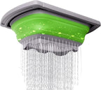 Over the Sink Collapsible Colander Strainer (5 Quart) with Extendable Handles, BPA Free Silicone Kitchen Strainer for Vegetables, Fruit & Pasta, Foldable Sink Colander Basket (1pc green)