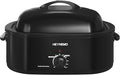 18 Quart Roaster Oven with Self-Basting Lid, Electric Turkey Roaster Oven with Defrost & Warm Function, Adjustable Temperature, Removable Pan & Rack, Stainless Steel, Black