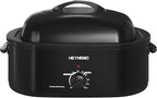 20Qt Roaster Oven Buffet with Self-Basting Lid, 1450W Stainless Steel Electric Turkey Roaster Oven with Cool-Touch Handles, Removable Pan and Rack, Black