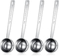 Geiserailie 4 Pcs 2 Tablespoon Scoops with Long Handle, 30 ml Stainless Steel Measuring Spoon for Coffee Milk Fruit Powder, Loose Tea Dry, Spice Jar, Cooking Baking, and Other Dry Goods