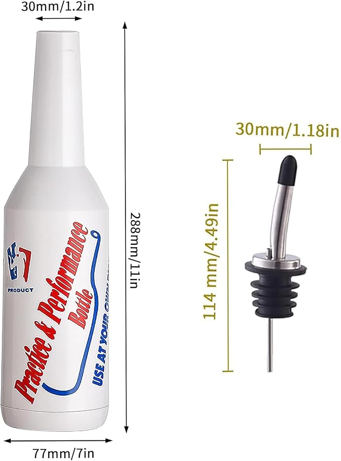 SuproBarware Flair Bottles Practice Set of 3 Bartender Practice Bottle 25oz/750ml Flair Bartending Kit Performance Training Bar Liquor White Decorative Shaker for Bar Pub Wine Cocktail