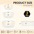 Vinino 3 Pack Round Cake Pan Set (6''/8''/10'') with Metal Reinforced Frame, Circle Cake Pan for Baking Nonstick Silicone Springform Pan for Baking Suitable for Making Layers, Cheese & Chocolate Cakes