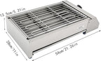 Electric Grill Griddle, Commercial Electric Indoor BBQ Grill with Temperature Control to 572°F, Removable Grill and Griddle Plates, Portable Stainless Steel Barbecue Oven Grill