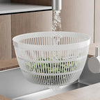 BREZINA Salad Spinner 6.3 QT with Easy Push Handle & Brake – Large Lettuce Dryer & Vegetable Washer, One-Handed Operation, BPA-Free Bowl & Colander for Salad, Fruits & Herbs – White