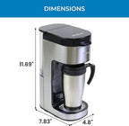 Kenmore Single Serve Coffee Maker – Compatible with Keurig K‑Cup Pods & Ground Coffee, One Cup Brewer, 6–12 Oz Brew Sizes, Travel Mug Friendly, Auto Shut‑Off, Hot & Iced Maquina de cafe, Black