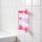 2Pcs Pink 2 Minute Plastic Sand Timer Hourglass Sand Clock with Suction Cup Time Funnel Shower Timer Tooth Brushing Time Reminder Timers Thermometers Kitchen and Dining