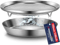 WAGENSTEIGER Stainless Steel Mesh Tray Set with Drip Pan, Air Fryer Basket and Tray, Kitchen Colander, Vegetable and Fruit Strainer, Food Filter, BBQ Prep Tool, Fruit Serving Dishes (7.48 inch)