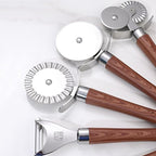 6-Piece Kitchen Tools and Gadgets Set with Wood Imitation Handle BRIIEC Stainless Steel Cooking Utensils Kitchen Accessories Includes Can Opener Garlic Press Peeler