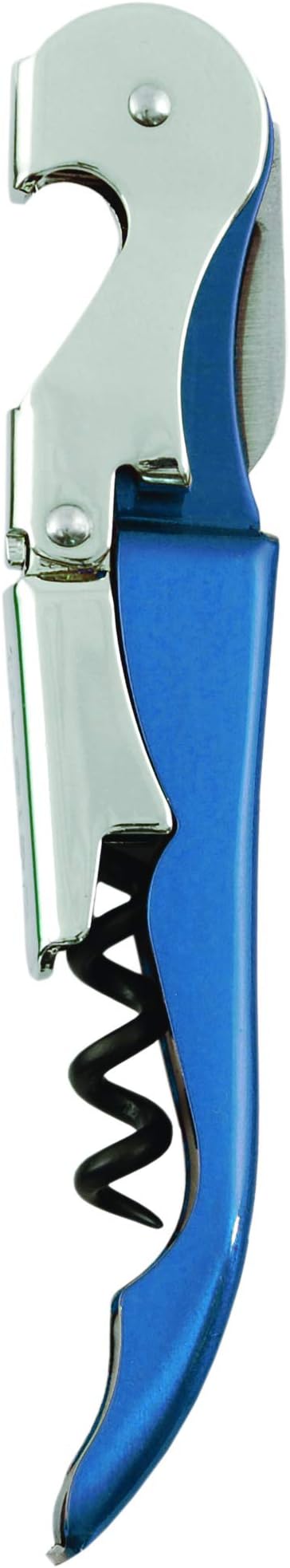 True Truetap Double Hinged Waiter's Corkscrew Wine Opener, Stainless Steel Wine Bottle Opener with Built In Foil Cutter, Home Bar Tools, Bar Cart Accessories, Wedding Gifts, Set of 1, Metallic Blue