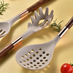 Kitchen Utensils Set,Cooking Utensils Set,Kitchen Utensils Set with Stand, 7pcs Silicone Cooking Utensils, Nonstick Pasta Spoons Skimmer Spatula Baking Kitchen Tools Gadgets(Khaki)