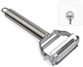 Vegetable Peeler，Stainless Steel 2 in 1 Julienne Vegetable Peeler Perfect for Carrot Potato Melon Gadget Vegetable Fruit (Silver)