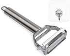 Vegetable Peeler，Stainless Steel 2 in 1 Julienne Vegetable Peeler Perfect for Carrot Potato Melon Gadget Vegetable Fruit (Silver)