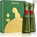 FLAIROSOL OLIVIA SIGNATURE Advanced Kitchen Oil Sprayer Technology, Fine Mist & Portion Control, Refillable Glass Olive Oil Cooking Spray Bottle for Air Fryer, Salad, BBQ, 2 Pack 200ml (Green)