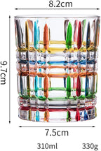 Colorful Drinking Glasses, Hand Painted Colored Water Glasses, Multicolor Water Glasse,Whiskey Wineglass Glasses,Tumbler Glasses (Stripes)