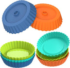 Webake Silicone Quiche Pan, 8pcs Fluted Tart Pans 5 Inch Round Baking Molds Small Maryann Cake Pans for Baking - Multicolor