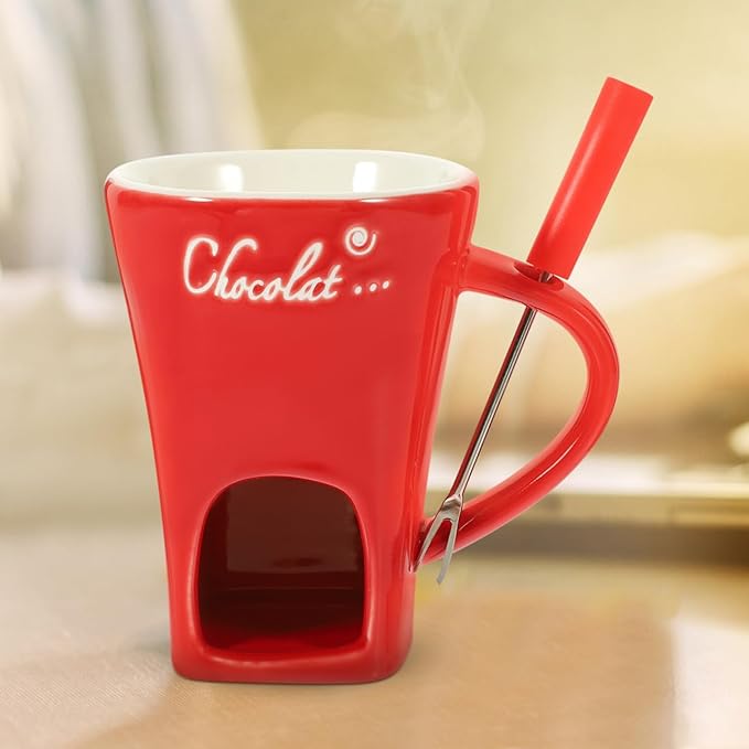 Garneck 2 Sets Chocolate Fondue Mugs Ceramic Multifunction Pot Chocolate Mug Porcelain Melt Chocolate Fondue Crucible Mini Fondue Pot for Cheese Caramel Butter