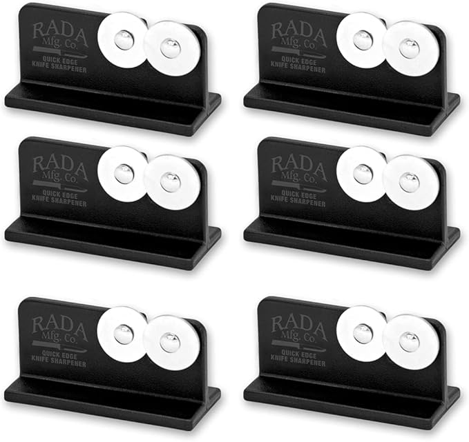 Rada Cutlery Quick Edge Knife Sharpener (R119), 3.5" x 2", Stainless Steel Wheels, Pack of 6