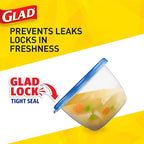 Glad GladWare To Go Snack Food Storage Containers with Lids, Medium Rectangle BPA Free Plastic with Built-In Dressing Cup for Salads and Snacks, Microwave Dishwasher Safe, 24 Oz, 4 Count - 2 Pack