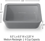 Ceramic Coated Glass Food Storage Container | No PTFE, PFOA, PFAS, and BPA | Reusable Non Toxic Meal Prep Container with Glass Lid | Easy To Store | 6 Cup Rectangle [Smoke]