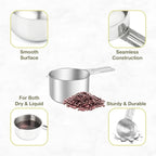 2PCS 2/3Cup (160ml, 5.3oz) Single Measuring Cup, Etched Inner Scale Stainless Steel Measure Scoop, Metric and US Measurement, Dishwasher Safe