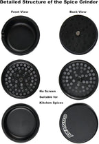 2.5" Grinder [Aluminum] 3-Piece 3-Parts Grinder for Kitchen Spice with Top Storage, Anti-jamming Teeth & Large Bottom Chamber