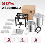 100QT Crawfish Boiler | Seafood Boiling Kit | Dustproof Cover & 16" Skimmer Included | 110,000BTU Propane Jet Burner | 0-20 PSI CSA Certified Regulator | Crab Boil Pot for Outdoor Backyard Cooking