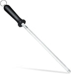 Knife Sharpener Rod, Kitchen Knives Sharpener Carbon Steel Professional Knife Sharpening Steel, Honing Rod with Hanging Holes (13 inches)