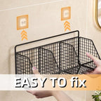 Hanging Wire Fruit Basket with Adhesive Hooks, Hanging fruit baskets for Kitchen counter, Wall basket for Home Bathroom Pantry, Space Saving Hanging Baskets for Organizing Wall Mount Storage