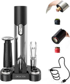 CIRCLE JOY Electric Wine Opener Set Automatic Wine Opener Kit for Wine and Beer Cordless Electric Wine Bottle Openers Gift Set with Foil Cutter, Aerator Pourer, Vacuum Pump and 2 Wine Stoppers
