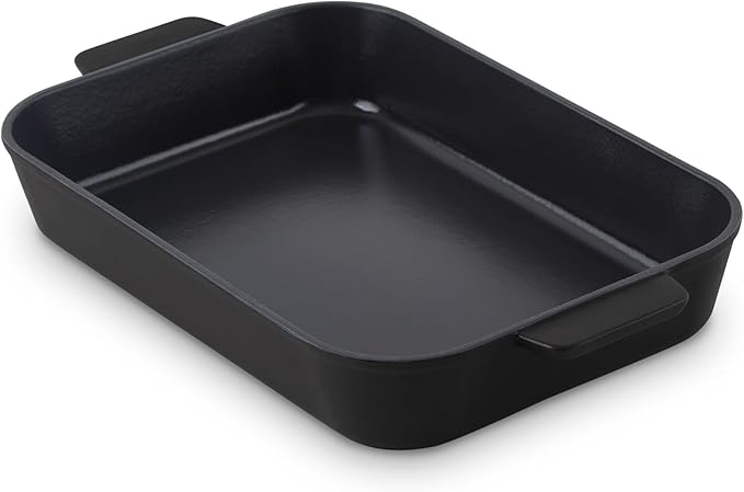 Zakarian x Dash Nonstick Cast Iron Baker - Oven-Safe Baking Pan for Pasta, Casseroles, Crumbles, and More - Easy-Release, Rust-Resistant, and Even Heat Distribution - Black, 9-Inch x 13-Inch