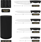 Knife Set, 6-Piece Kitchen Knife Set, German High Carbon Stainless Steel, Durable & Easy Clean Knife Block, Black
