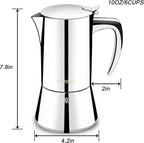 Stovetop Espresso Maker, Stainless Steel Moka Pot, Italian Style Coffee Maker, Espresso Pot For 6 Cups, 300ml (Silver)
