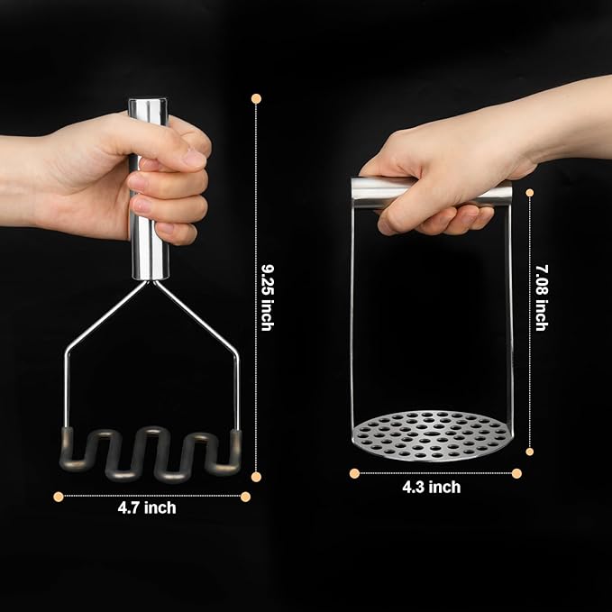 2Pcs Wide Potato Smasher,Mashed Potato Masher,Stainless Steel Masher Kitchen Tool for Bean,Vegetable,Food,Fruit,Salad