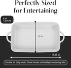 BIA Cordon Bleu Taos Rect Baker - 4 Qt. Porcelain Baking Dish with Side Handles, Classic Shape for Family Meals & Entertaining - 17" x 10" Rectangular Microwave, Oven & Dishwasher Safe Serveware
