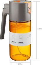 LUKUMIQI 2 in 1 Oil Sprayer for Cooking, 17oz Light-Blocking Glass Spray Bottle with Stickers, Oil Dispenser for Salad, Air Fryer & BBQ