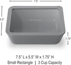 Ceramic Coated Glass Food Storage Container | No PTFE, PFOA, PFAS, and BPA | Reusable Non Toxic Meal Prep Container with Glass Lid | Easy To Store | 3 Cup Rectangle [Smoke]