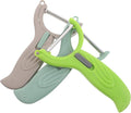 Abaodam 3pcs Rotating Multi-function Vegetable Fruit Peeler Set with Stainless Steel Blades for Peeling Slicing and Grating Kitchen Use in Khaki Blue and Green
