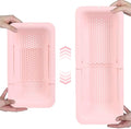 BLUE GINKGO Over the Sink Colander Strainer Basket - Wash Vegetables and Fruits, Drain Cooked Pasta and Dry Dishes - Extendable - New Home Kitchen Essentials (Pink, 1 Pack)