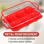 CAKETIME Jumbo Muffin Pan, 3.5 Inch Large Muffin Pan with Metal Reinforced Frame 6 Cup Silicone Jumbo Cupcake Pans for Baking Easy to Handle 2 Pack Red