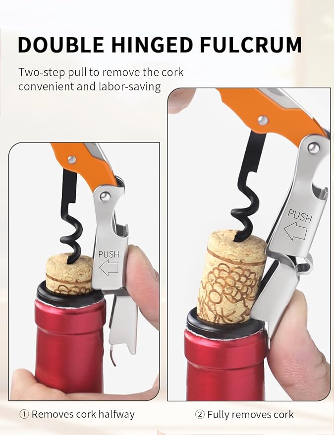 CORKAS Wine Key - 2Pack Handcrafted Professional Waiters Corkscrew, Compact Heavy Duty Wine Opener with Double Hinged, Foil Cutter and Bottle Opener, Birthday Gifts for Severs, Sommelier, Bartenders
