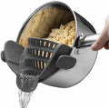 Silicone Pot Strainer, Emptycolor Adjustable Clip On Strainer for Pots Pans, Heat Resistant Pot Drainer, Kitchen Pasta Colander for Vegetables and Noodles (Grey)