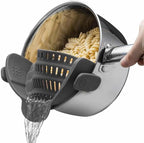 Silicone Pot Strainer, Emptycolor Adjustable Clip On Strainer for Pots Pans, Heat Resistant Pot Drainer, Kitchen Pasta Colander for Vegetables and Noodles (Grey)