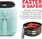Dash Tasti-Crisp™ Air Fryer - AirCrisp® Technology - Compact Design with Adjustable Temperature Control - Nonstick Fry Basket & Auto Shut-Off Feature - 2.6 Quarts - Aqua