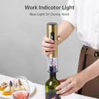 Rechargeable Wine Opener by ELMWAY, Electric Wine Bottle Opener with Foil Cutter, LED Light and Stainless Steel Shell, Cordless Corkscrew & Cork Remover, Gifts for Wine lover- Gold