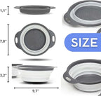 White Round Silicone Collapsible Colander – Silicone Round Kitchen Strainers with Plastic Handles Small Foldable Kitchen Strainer Perfect for Draining Pasta Vegetable and Fruit