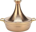 Moroccan Tagine Cooking Pot,Stainless Steel Non Stick Moroccan Casserole with 2 Handles,Large Moroccan Cooker Handmade Tagine Pot with Cone-Shaped Lid(29cm, Rose Gold)