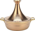 Moroccan Tagine Cooking Pot,Stainless Steel Non Stick Moroccan Casserole with 2 Handles,Large Moroccan Cooker Handmade Tagine Pot with Cone-Shaped Lid(23cm, Rose Gold)