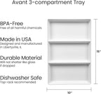 US Acrylic Avant White Plastic Divided Serving Trays (Set of 3) 15” x 10” | Large Reusable 3-Section Party Platters | Serve Appetizers, Fruit, Veggies, & Desserts | BPA-Free & Made in USA