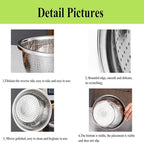 Stainless Steel Perforated Colander Strainer with Long Green Handle Sieve Sifters Use for Kitchen Food Pasta Noodles Spaghetti Vegetables Silver - 7.9inch